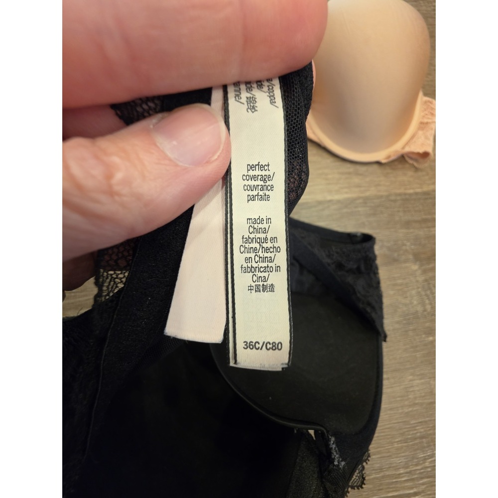 Victoria's Secret Lot of 4 Bras 36C Black Beige Red Lightly Lined Full Coverage - Picture 4 of 6